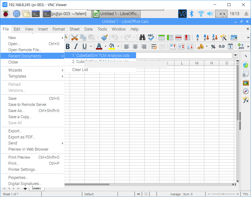 LibreOffice Calc Opening Spreadsheet