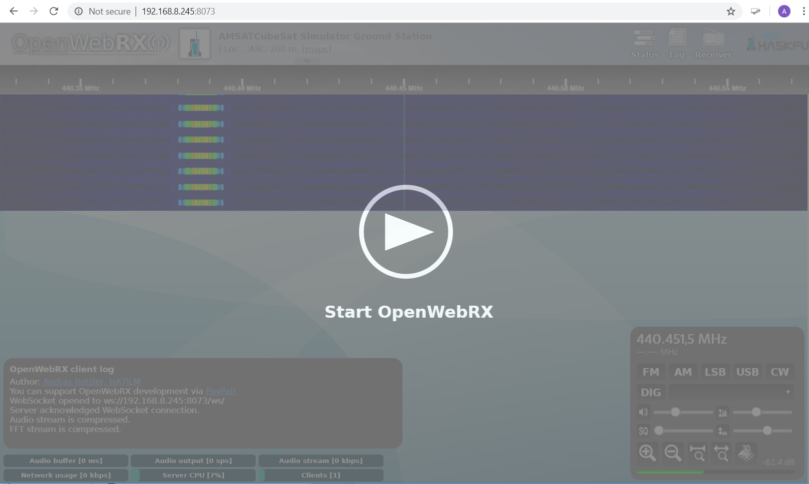 OpenWebRX Starting